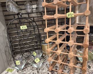 Wine racks. Wood one has a full box of additional kit to assenble