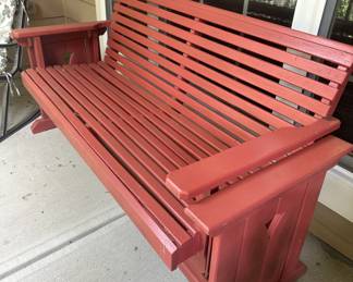 Red Painted Wooden Glider Bench