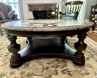 Thomasville Trebbiano Marble Top Coffee Table, 52" round x 19"H