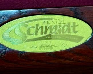 A.E. Schmdt Pool Table label