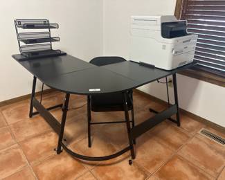 Modern Black Office Desk with folding chair