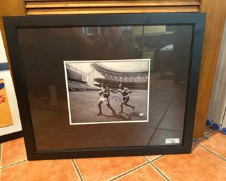 Signed Ken Norton photo featuring him training with Muhammad Ali. Framed, certified.