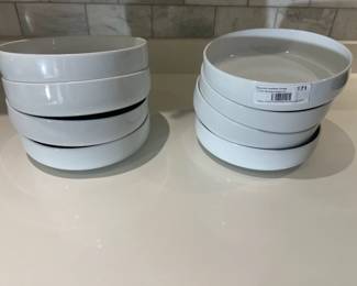 Set of 8 modern white porcelain bowls