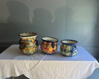 Set of 3 Talavera-style ceramic planters