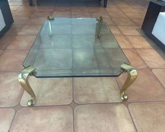 Glass Coffee Table with Brass Legs
