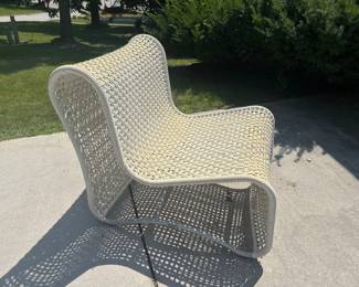 Contemporary Cream Color Woven Outdoor Chair–Sculpted Design