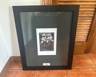 Rustic-style print Three by J. Bedoni, framed with black matting in modern black frame.