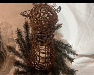 3 Grapevine Reindeer with Evergreen Accents