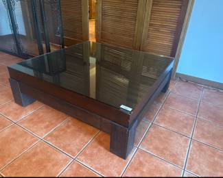 Contemporary Black Glass Top Coffee Table