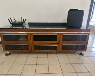 Modern Glass-Top Media Console with Storage