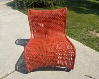 Contemporary Orange Woven Outdoor Chair – Sculpted Design