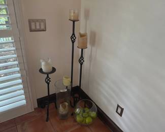 Decorative Candle Holders with Candles & Glass Vases
