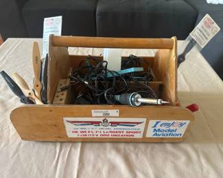 Model Aviation Wood Caddy & Supplies