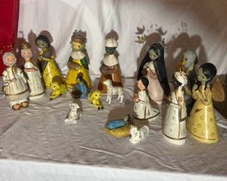 Clay Painted Nativity Set