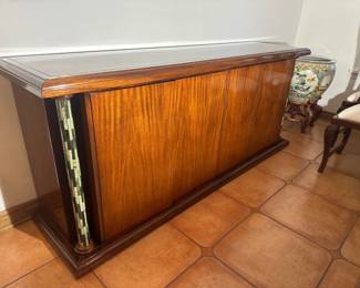 Wood Sideboard / Buffet with Mosaic Inlay Columns
