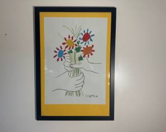 Framed Picasso “Bouquet of Peace” Lithograph Print – Bright Modern Mat