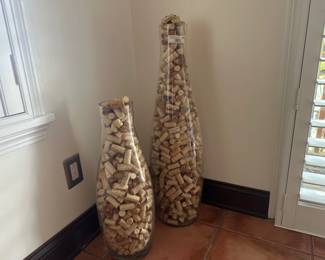 Two Large Glass Vases Filled with Wine Corks