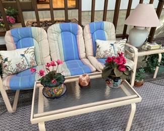 Indoor/outdoor sofa and tables