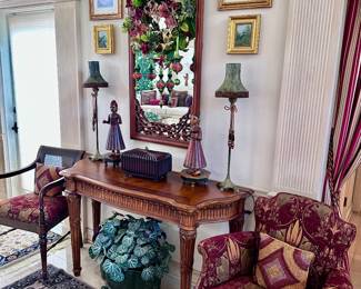 One of many custom Chairs , Persian Rugs and hardwood furniture 
The Rosewood Mirror is part of the Dining Room furniture 