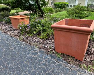 Large Terracotta Planters
Made in Italy
(2) 24”h x 24.5” square 
(1)  19.5”h x 22” square 