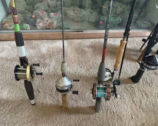 Vintage Fishing Poles including Rhino, Heddon, SilStar, Daiwa Reel, and others