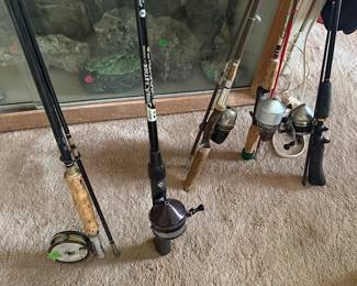 Vintage Fishing Poles including Lew's Speed Stick, Bett's, Shakesphere Fly Rod w/ Shakespere Reel, and more