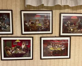 Famous Vintage "Dogs Playing Poker" framed set of prints...You HAVE to love these!