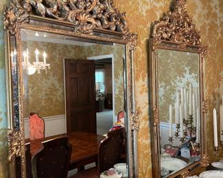 Can't say enough about these matching Gorgeous Italian gold guild mirrors! They are dynamic as a pair, but you could use them separately also. We will price separate and as a pair...truly rare and beautiful!