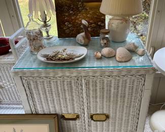 Wicker and brass chest