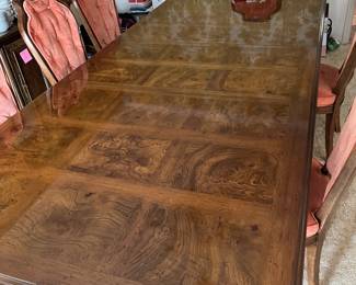 This dining room set is TO DIE FOR! LOOK at the table top, gorgeous like new table with two leaves...truly rare and lovely!