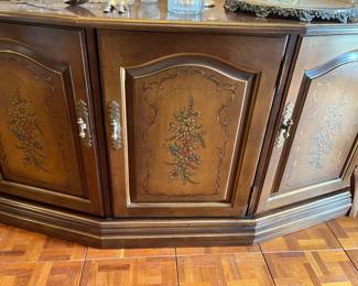Gorgeous Mid-Century painted buffet! This piece is so pretty, unusual and provides plenty of space for your china, silver, or use in a game room for books, games, etc.