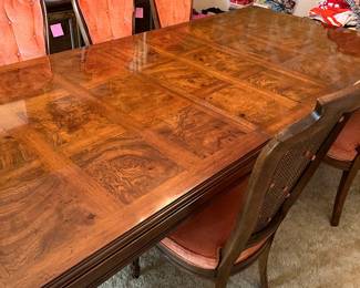 Another view of this beautiful set. These chairs are SO unusual...caned backs with tufted decor...I can't say it enough....BEAUTIFUL!