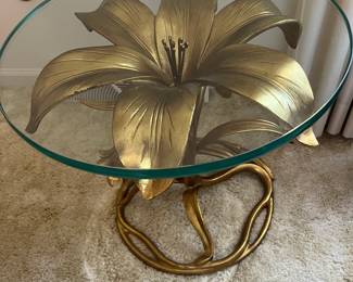 CAN YOU BELIEVE THIS TABLE?! This is an Arthur Court Drexel Gold "Lilly" table......GORGEOUS, RARE and beautiful!
