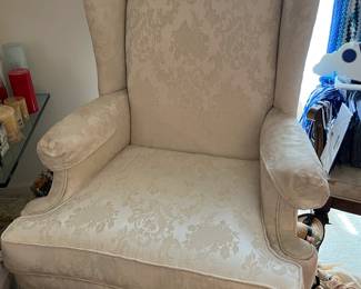Beautiful classic Wing Back chairs...in excellent condition with lovely neutral upholstery