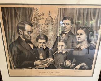 RARE print of a lithograph of Lincoln with all his family. Was made from 3 different settings to get all three children in the print! Beautiful piece of history