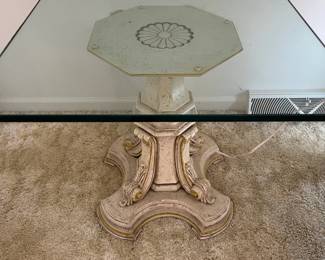 Beautiful solid wood/glass Mid-Century side table that screams class! This is so pretty and very unusual!