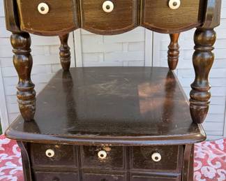 Matching vintage solid wood end tables 