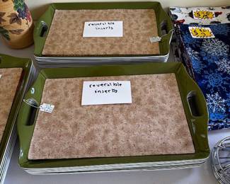 Picnic/cocktail trays, set of 3, with reversible inserts