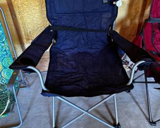 Blue camping chair with umbrella