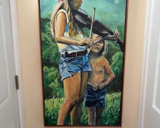 Hand painted portrait of two, large! Made by local Kalamazoo artist!