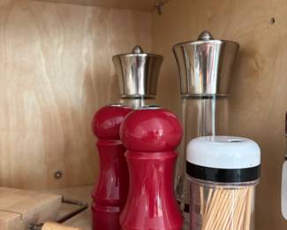 Salt 7 pepper shakers 7 cheese board/cutter