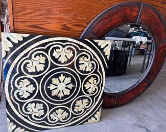 Inlay wall art & Large Round mirror for sale
