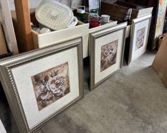 Framed floral artwork