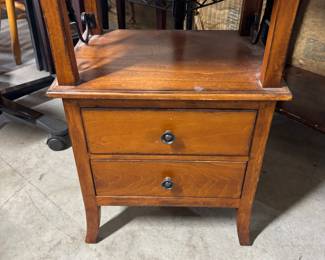 Side table with metal inlay