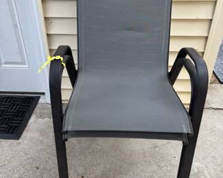 Two outdoor chairs with mesh