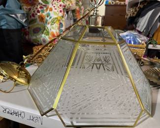 Beautiful glass & brass hanging lamp