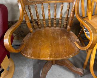 Antique wooden chair on castors