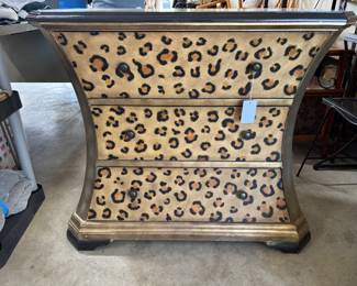Cheetah print dresser with three drawers