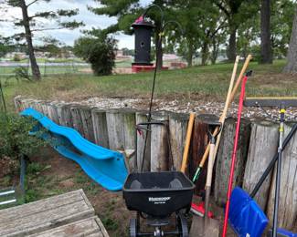 Outdoor slide, Seeder, & outdoor tools