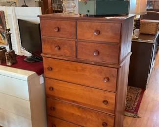 Solid wood 8 drawer dresser 28” + 15.5” x 46.5” $272 + tax